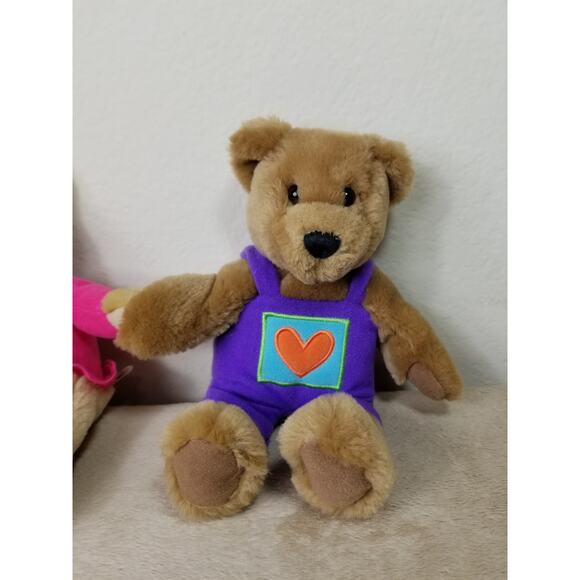 Hallmark Kiss Kiss Teddy Bears Heart Magnetic Nose 10" Stuffed Plush Toys Vtg - Picture 2 of 12